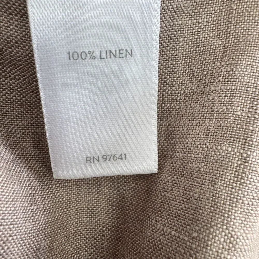 J.Jill 100% Linen Button Front Mini Short Sleeve Dress Tan size Medium - Picture 8 of 9